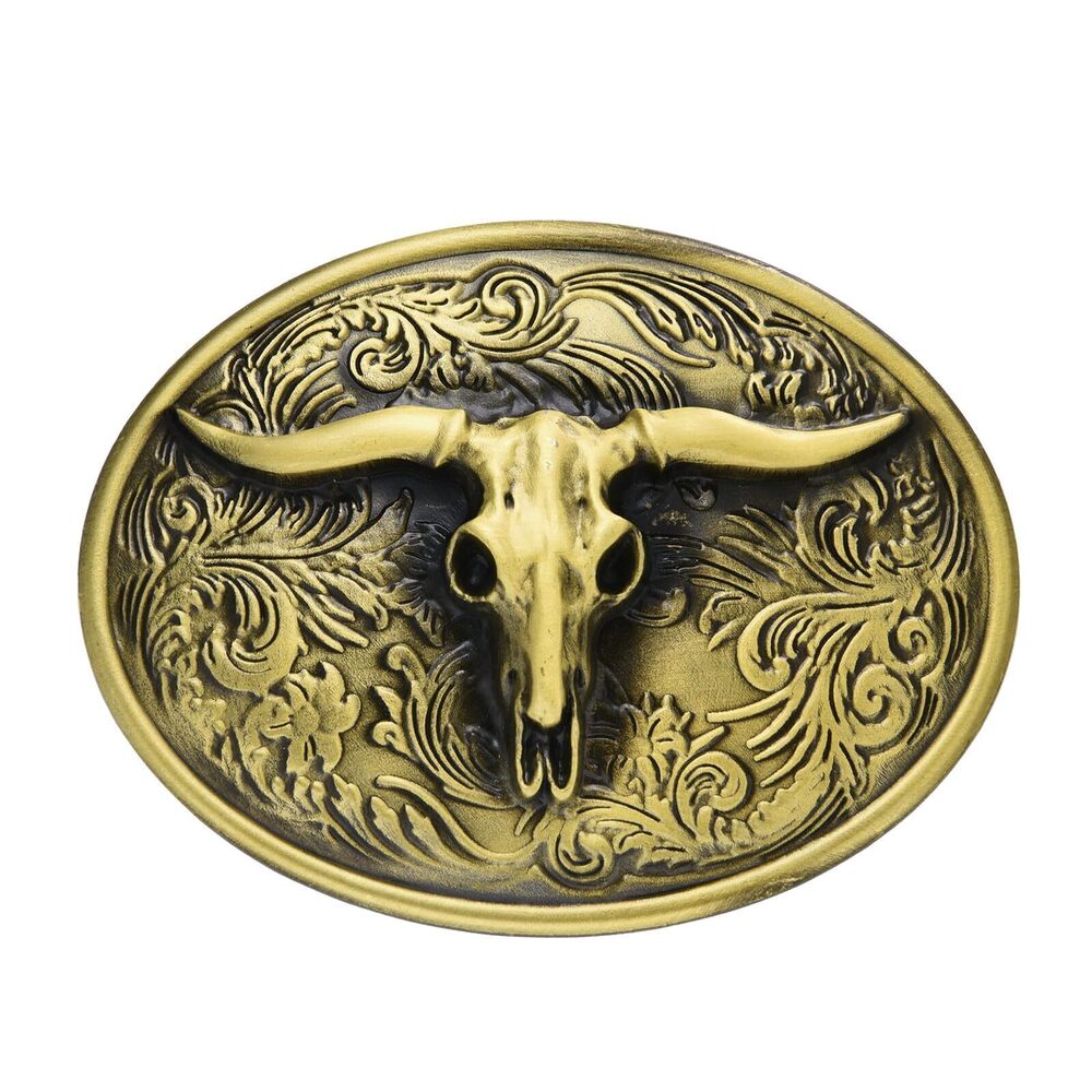 6408 Bull Belt Buckle Womem, Western Oval Cowboy Cowgirl Vintage Halloween